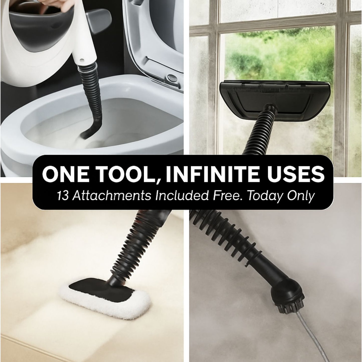 Pressurized Handheld Steam Cleaner, 13-Piece Set